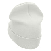 Canoe Ride Embroidered 12 Inch Long Knitted Beanie - White OSFM