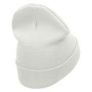 Canoe Ride Embroidered 12 Inch Long Knitted Beanie - White OSFM