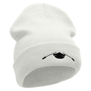 Canoe Ride Embroidered 12 Inch Long Knitted Beanie - White OSFM