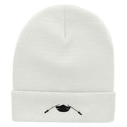 Canoe Ride Embroidered 12 Inch Long Knitted Beanie - White OSFM