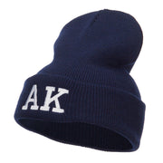 AK Alaska State Embroidered Cuff Beanie