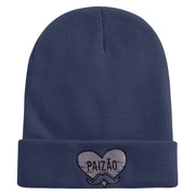 Beard Papi Embroidered 12 Inch Long Knitted Beanie - Navy OSFM