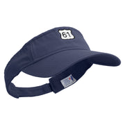 Highway 61 Embroidered Pro Style Cotton Twill Washed Visor - Navy OSFM