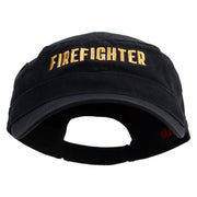 Firefighter Logo Embroidered Garment Washed Adjustable Army Cap - Black OSFM