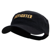 Firefighter Logo Embroidered Garment Washed Adjustable Army Cap - Black OSFM