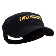 Firefighter Logo Embroidered Garment Washed Adjustable Army Cap - Black OSFM