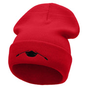 Canoe Ride Embroidered 12 Inch Long Knitted Beanie - Red OSFM