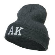 AK Alaska State Embroidered Cuff Beanie