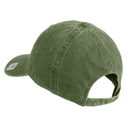 US Marine Corps Emblem Embroidered Washed Solid Pigment Dyed Cotton Twill Brass Buckle Cap - Olive OSFM