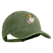 US Marine Corps Emblem Embroidered Washed Solid Pigment Dyed Cotton Twill Brass Buckle Cap - Olive OSFM