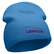 Woman League Embroidered 8 Inch Short Beanie - Sky-Blue OSFM