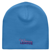 Woman League Embroidered 8 Inch Short Beanie - Sky-Blue OSFM