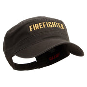 Firefighter Logo Embroidered Garment Washed Adjustable Army Cap - Dk-Olive-Green OSFM