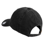 US Marine Corps Emblem Embroidered Washed Solid Pigment Dyed Cotton Twill Brass Buckle Cap - Black OSFM
