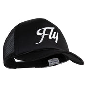 Fly White Patched Summer Foam Mesh Trucker Cap - Black OSFM