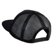 Pine Tree Faux Leather Patched Flat Bill Trucker Cap - Black OSFM