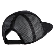 Pine Tree Faux Leather Patched Flat Bill Trucker Cap - Black OSFM