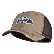 Fish Bone Patched Low Profile Special Cotton Mesh Cap - Khaki-Brown OSFM