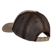 Fish Bone Patched Low Profile Special Cotton Mesh Cap - Khaki-Brown OSFM