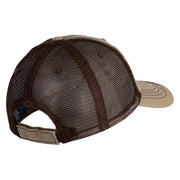 Fish Bone Patched Low Profile Special Cotton Mesh Cap - Khaki-Brown OSFM
