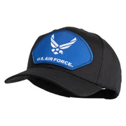 U.S. Air Force Blue Patched Solid Cotton Twill Pro Style Cap - Black OSFM