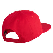 Old English J Faux Leather Patched Cotton Flat Bill Pro Cap - Red OSFM