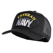 Veteran America's Navy Patched Solid Cotton Twill Mesh Prostyle Cap - Black OSFM