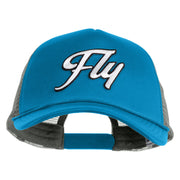 Fly White Patched Summer Foam Mesh Trucker Cap - Aqua Grey OSFM