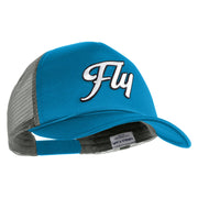 Fly White Patched Summer Foam Mesh Trucker Cap - Aqua Grey OSFM