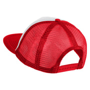 Pine Tree Faux Leather Patched Flat Bill Trucker Cap - White Red OSFM