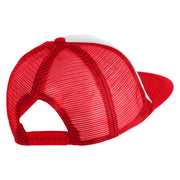 Pine Tree Faux Leather Patched Flat Bill Trucker Cap - White Red OSFM