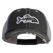 Fish Bone Patched Low Profile Special Cotton Mesh Cap - Black OSFM