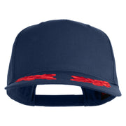 Scrambled Eggs Red Patched Solid Cotton Twill 5 Panel Prostyle Snap Cap - Navy OSFM