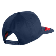 Scrambled Eggs Red Patched Solid Cotton Twill 5 Panel Prostyle Snap Cap - Navy OSFM