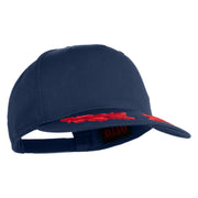 Scrambled Eggs Red Patched Solid Cotton Twill 5 Panel Prostyle Snap Cap - Navy OSFM