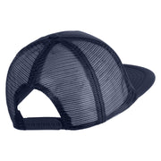 Pine Tree Faux Leather Patched Flat Bill Trucker Cap - Navy OSFM