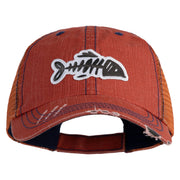 Fish Bone Patched Low Profile Special Cotton Mesh Cap - Orange OSFM