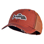 Fish Bone Patched Low Profile Special Cotton Mesh Cap - Orange OSFM
