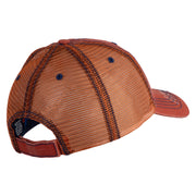 Fish Bone Patched Low Profile Special Cotton Mesh Cap - Orange OSFM