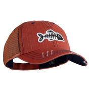 Fish Bone Patched Low Profile Special Cotton Mesh Cap - Orange OSFM