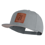 Old English J Faux Leather Patched Cotton Flat Bill Pro Cap - Grey OSFM