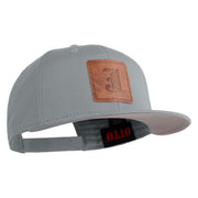 Old English J Faux Leather Patched Cotton Flat Bill Pro Cap - Grey OSFM