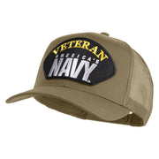 Veteran America's Navy Patched Solid Cotton Twill Mesh Prostyle Cap - Khaki OSFM