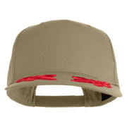 Scrambled Eggs Red Patched Solid Cotton Twill 5 Panel Prostyle Snap Cap - Khaki OSFM