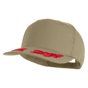 Scrambled Eggs Red Patched Solid Cotton Twill 5 Panel Prostyle Snap Cap - Khaki OSFM