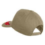 Scrambled Eggs Red Patched Solid Cotton Twill 5 Panel Prostyle Snap Cap - Khaki OSFM