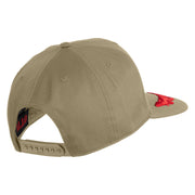 Scrambled Eggs Red Patched Solid Cotton Twill 5 Panel Prostyle Snap Cap - Khaki OSFM