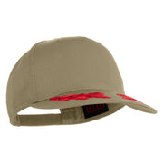 Scrambled Eggs Red Patched Solid Cotton Twill 5 Panel Prostyle Snap Cap - Khaki OSFM