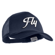 Fly White Patched Summer Foam Mesh Trucker Cap - Navy OSFM