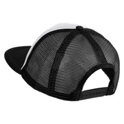 Pine Tree Faux Leather Patched Flat Bill Trucker Cap - White Black OSFM